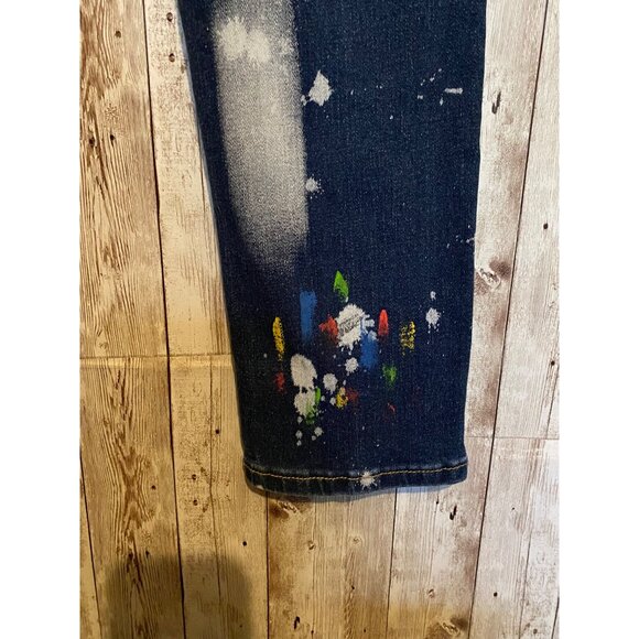 Women's Paint Splattered High Rise Denim Blue Jeans High-Rise Size 28" X 28" - Picture 7 of 12